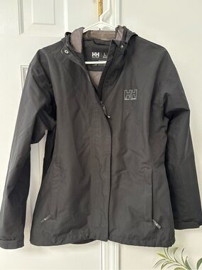 Helly Hansen Women’s Large Black HELLY TECH Waterproof Hooded Rain Jacket